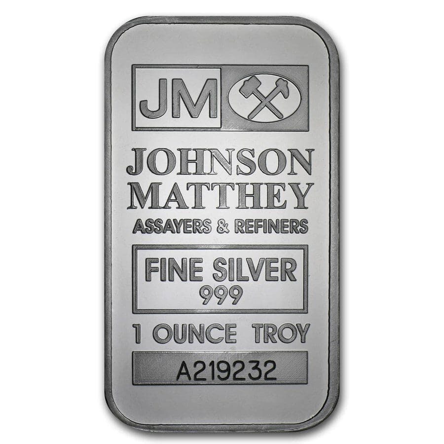 1 oz silver bar johnson matthey 68308 Obv