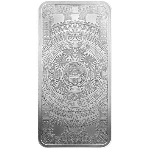 10 oz GSM Aztec Calendar Silver Bar front