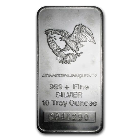 10 oz silver bar engelhard tall eagle design 62743 Slab